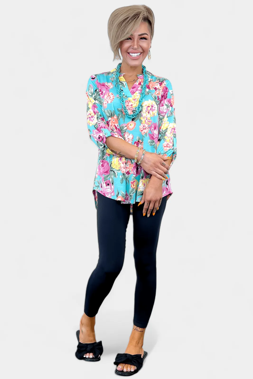 Turquoise Floral Lizzy Top sold by ZZs product image thumbnail 3