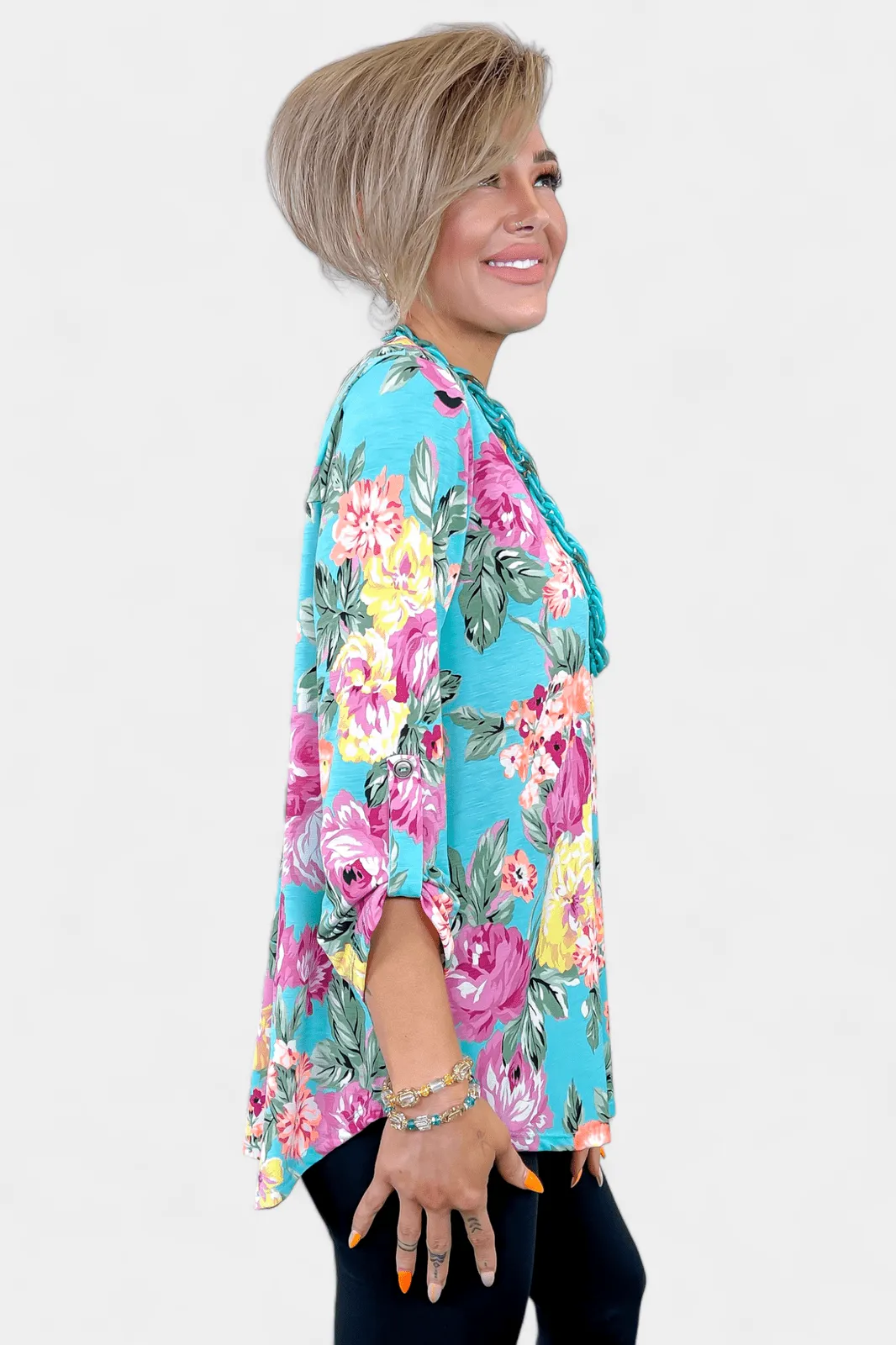 Turquoise Floral Lizzy Top sold by ZZs product image thumbnail 4