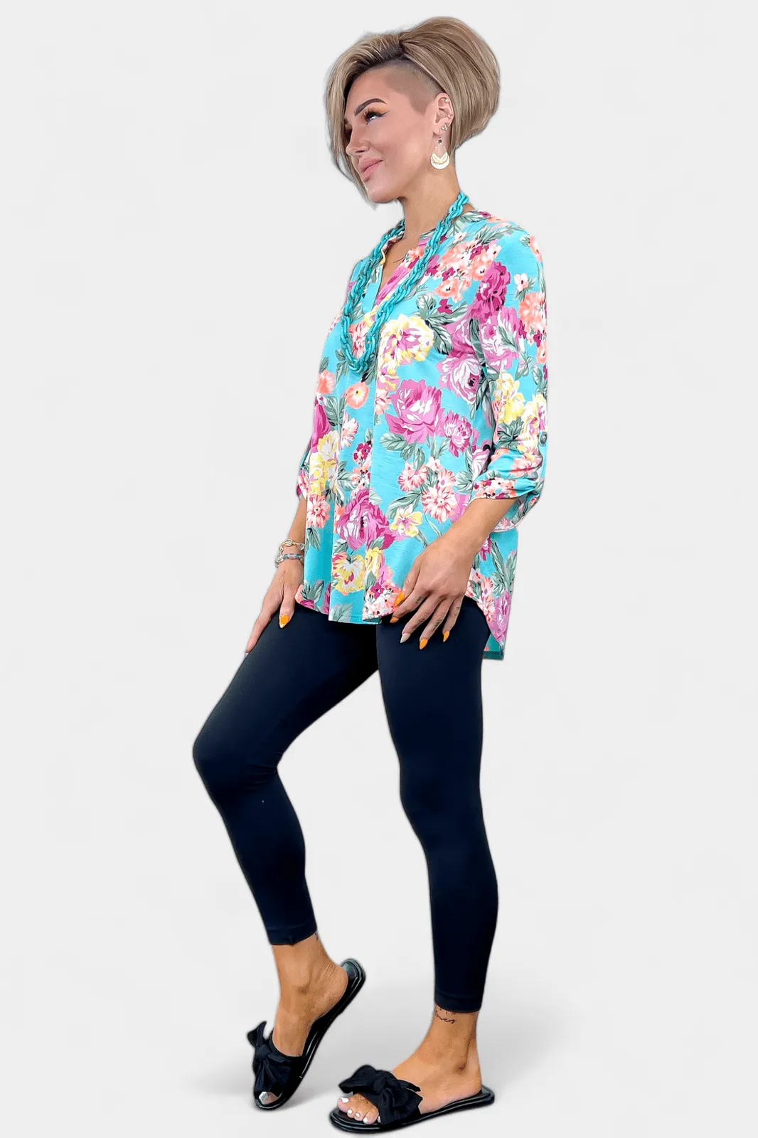 Turquoise Floral Lizzy Top sold by ZZs product image thumbnail 5