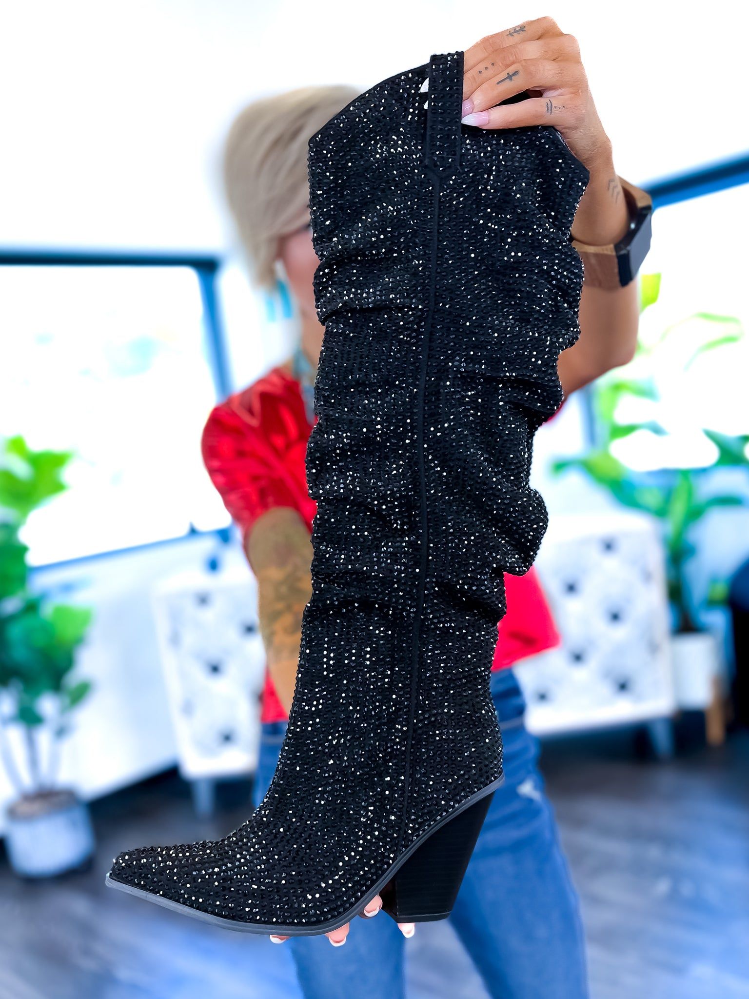 Black Diamante Sparkle Boots sold by ZZs product image thumbnail 2