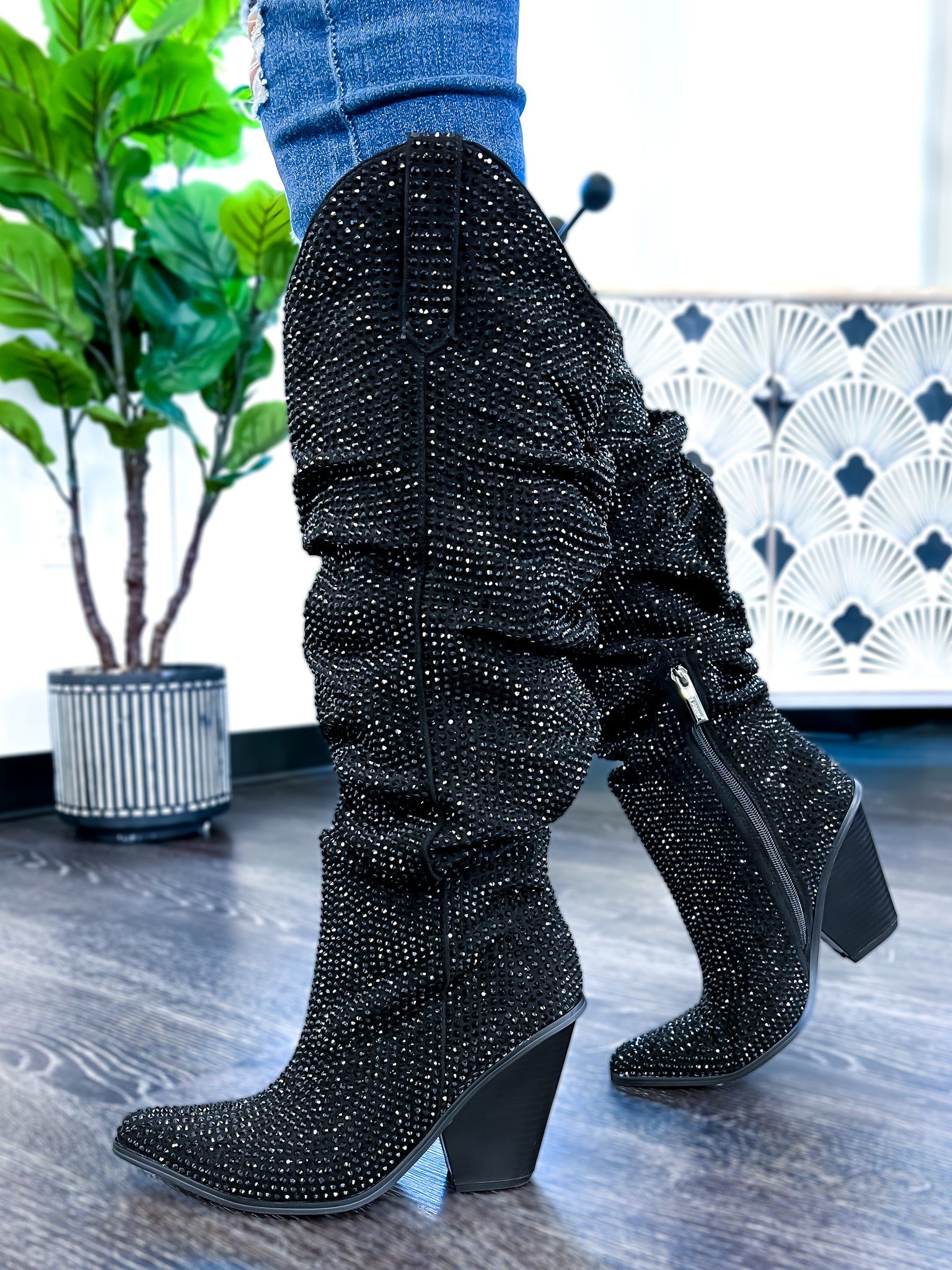 Black Diamante Sparkle Boots sold by ZZs product image thumbnail 5