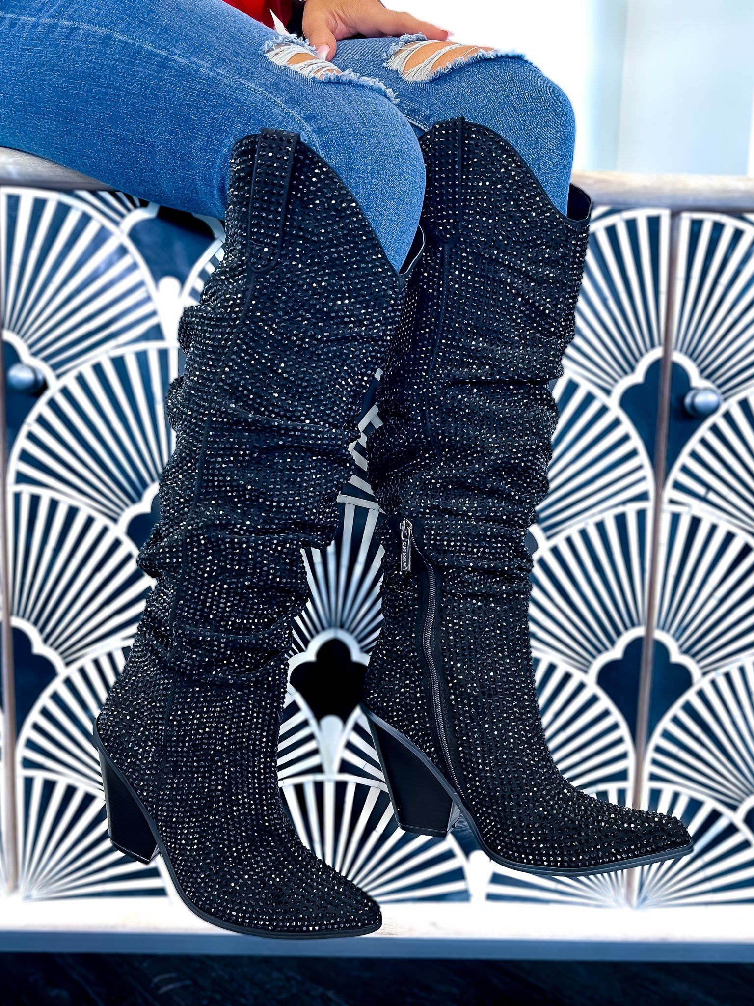 Black Diamante Sparkle Boots sold by ZZs product image thumbnail 3