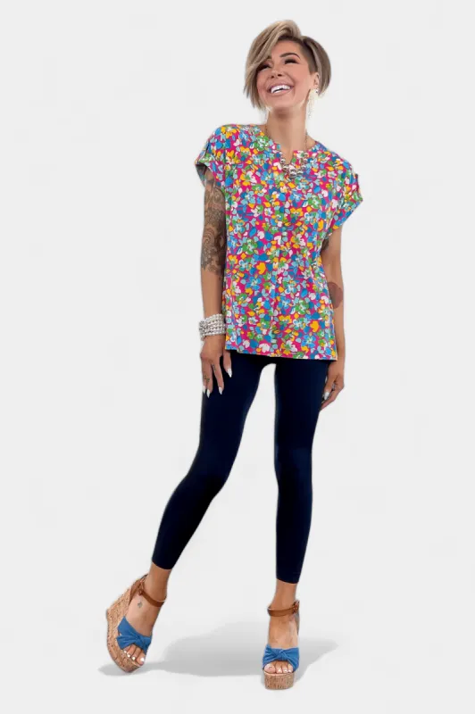 Pink Multi Floral Lizzy Short Sleeve Top [NO RETURNS] sold by ZZs