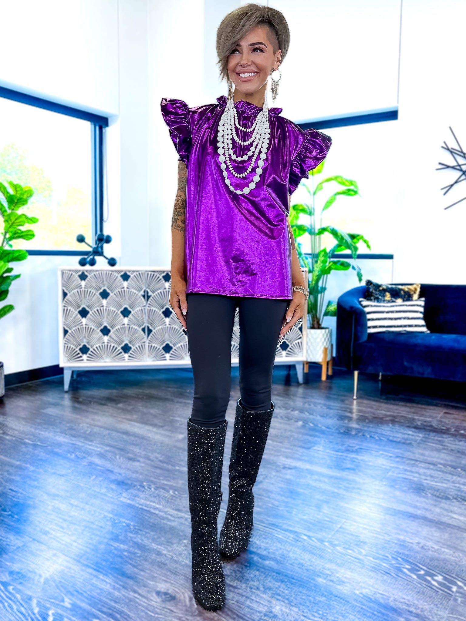 Purple Layla Metallic Top sold by ZZs