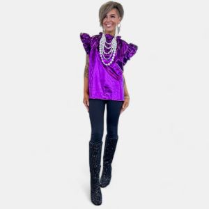 Purple Layla Metallic Top [NO RETURNS] sold by ZZs
