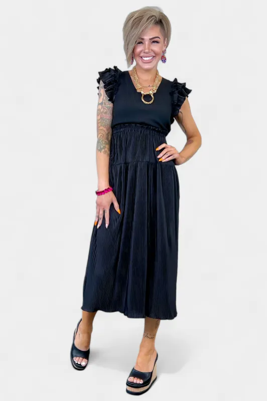 Black Ruffle Sleeve Dress sold by ZZs