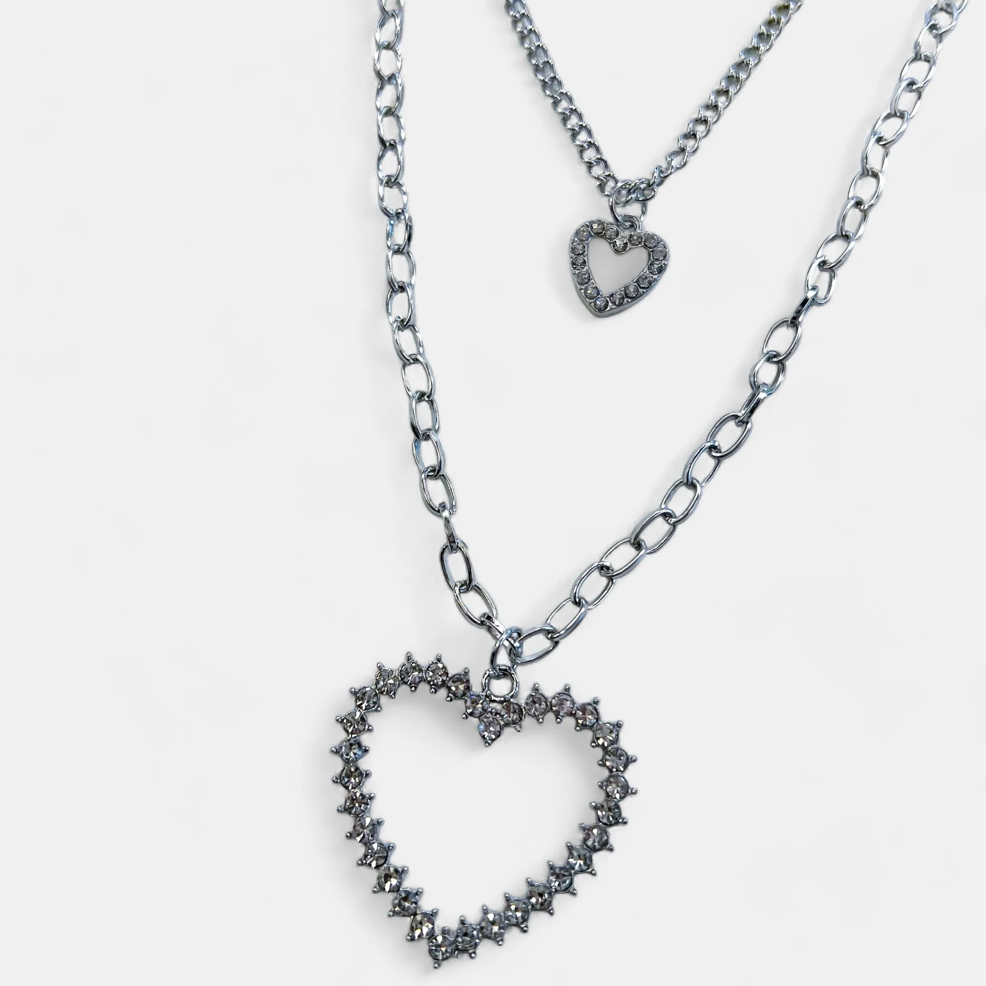 Silver Double Layer Heart Necklace sold by ZZs product image thumbnail 3