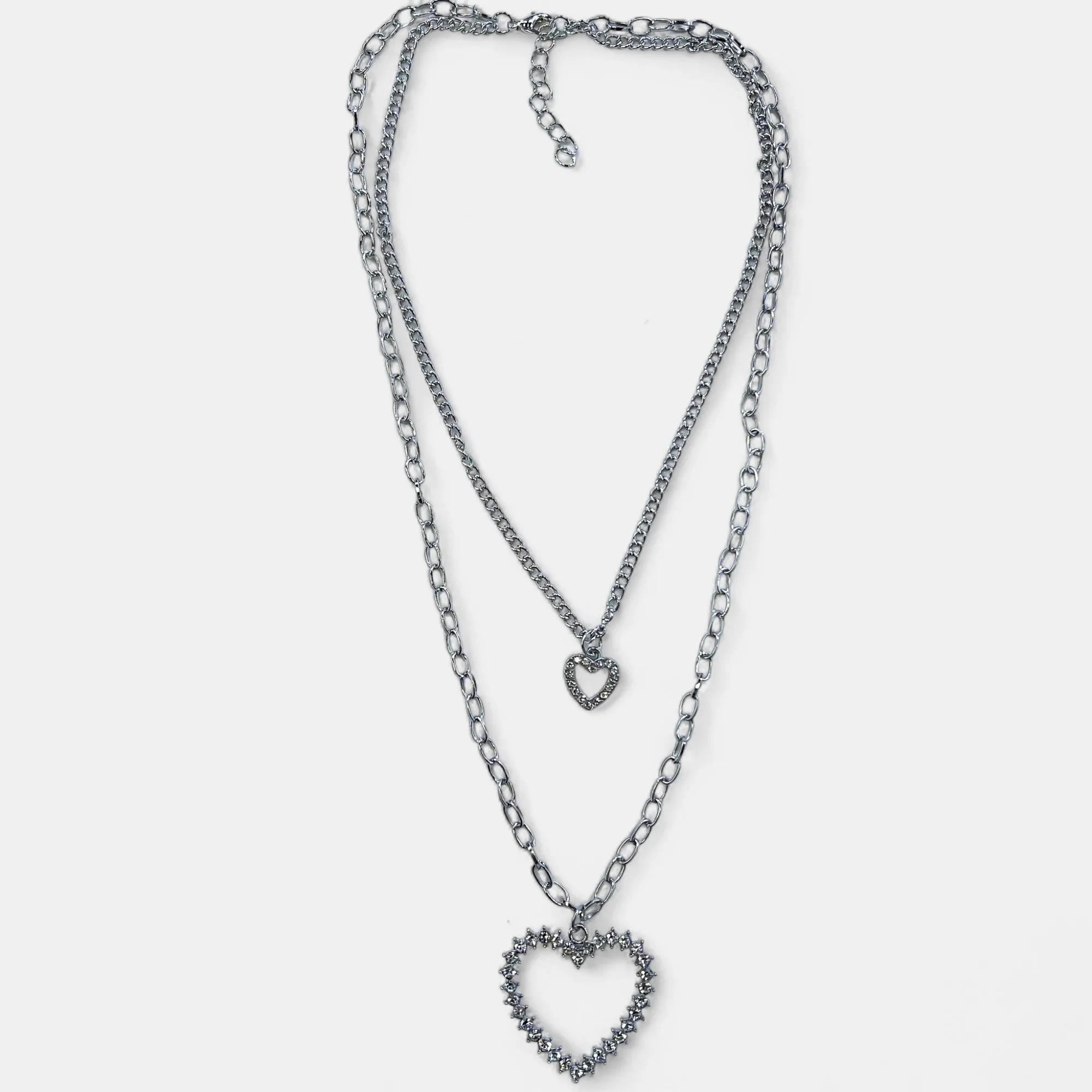 Silver Double Layer Heart Necklace sold by ZZs