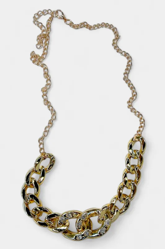 Rhinestone Chain Link Necklace sold by ZZs