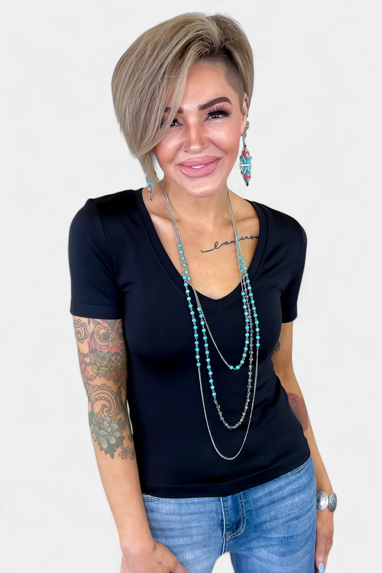 Black V Neck Smooth Top sold by ZZs product image thumbnail 5