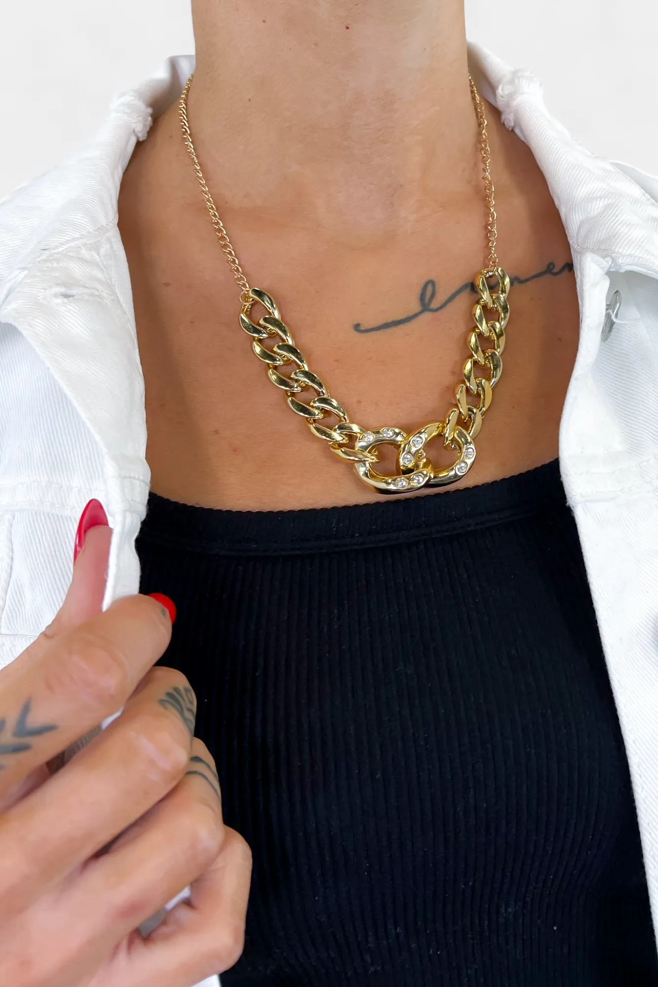 Rhinestone Chain Link Necklace sold by ZZs product image thumbnail 3