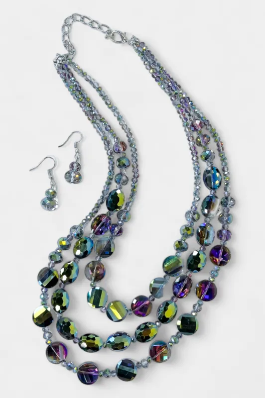 Iridescent Beaded Layered Necklace sold by ZZs