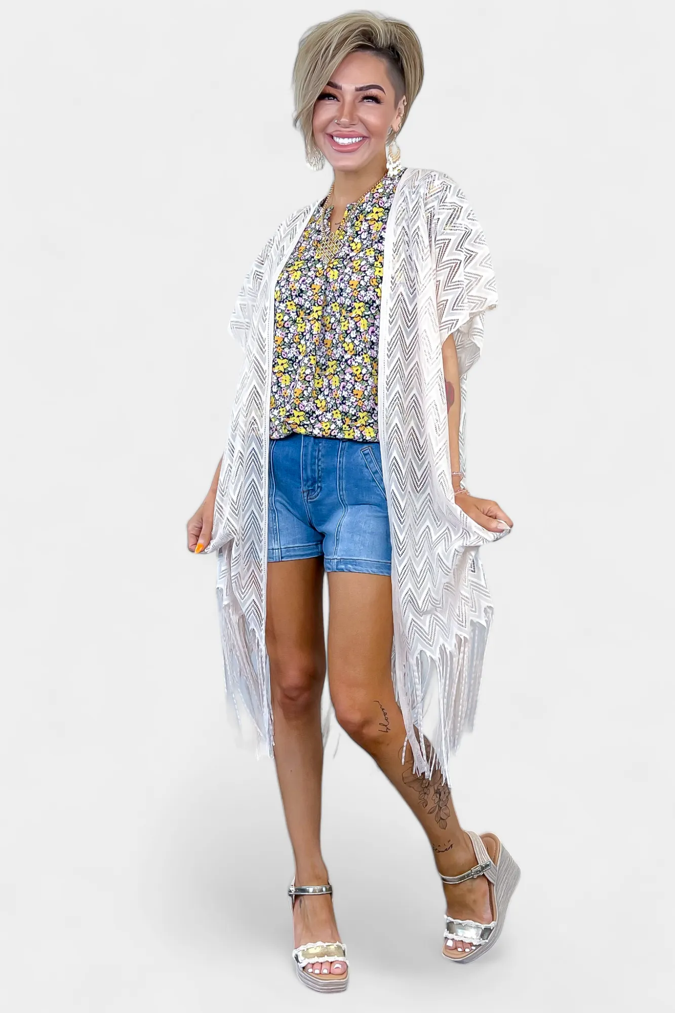 Navy Multi Daisy Lizzy Short Sleeve Top sold by ZZs product image thumbnail 2