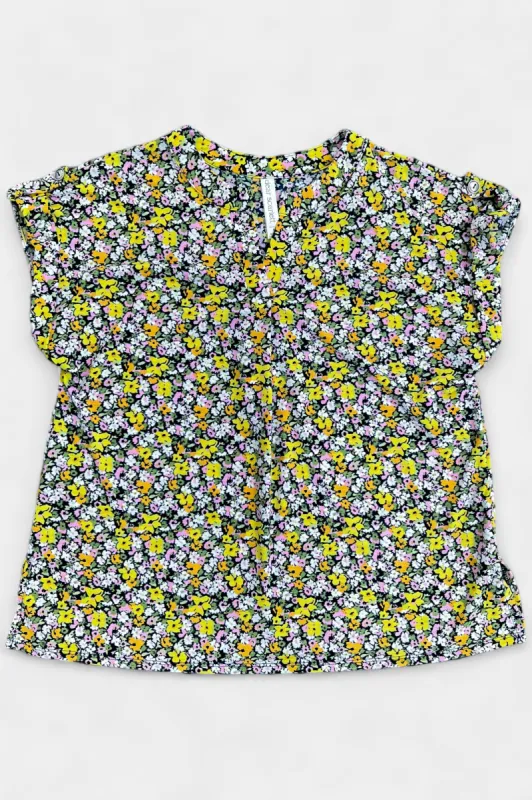 Navy Multi Daisy Lizzy Short Sleeve Top sold by ZZs