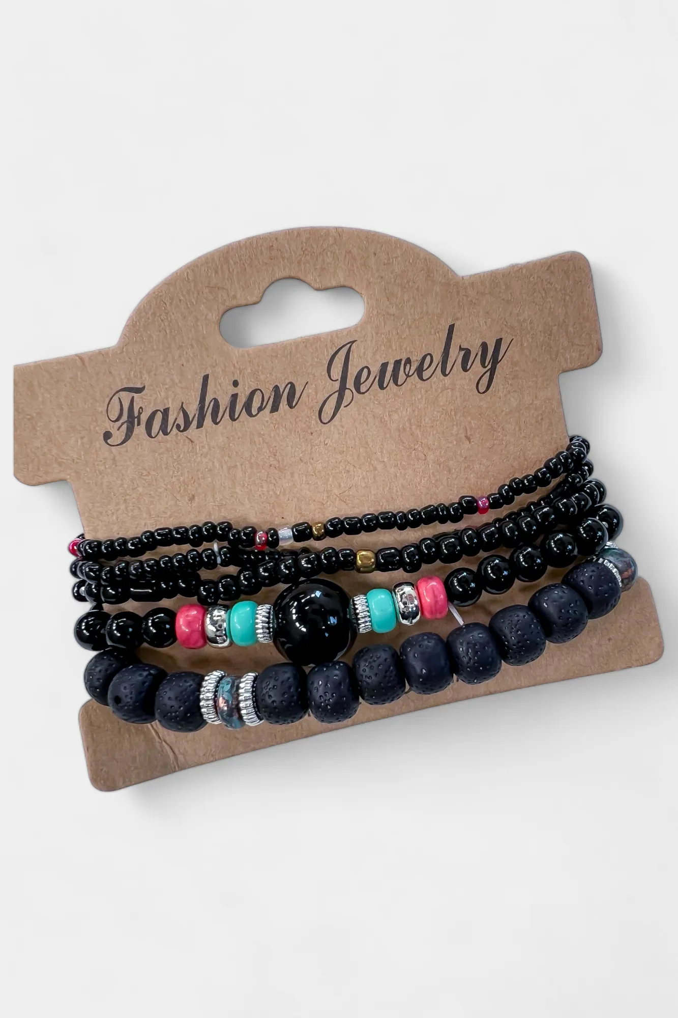 Black Mixed Bead Stretch Bracelet Set sold by ZZs product image thumbnail 4