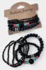 Black Mixed Bead Stretch Bracelet Set sold by ZZs