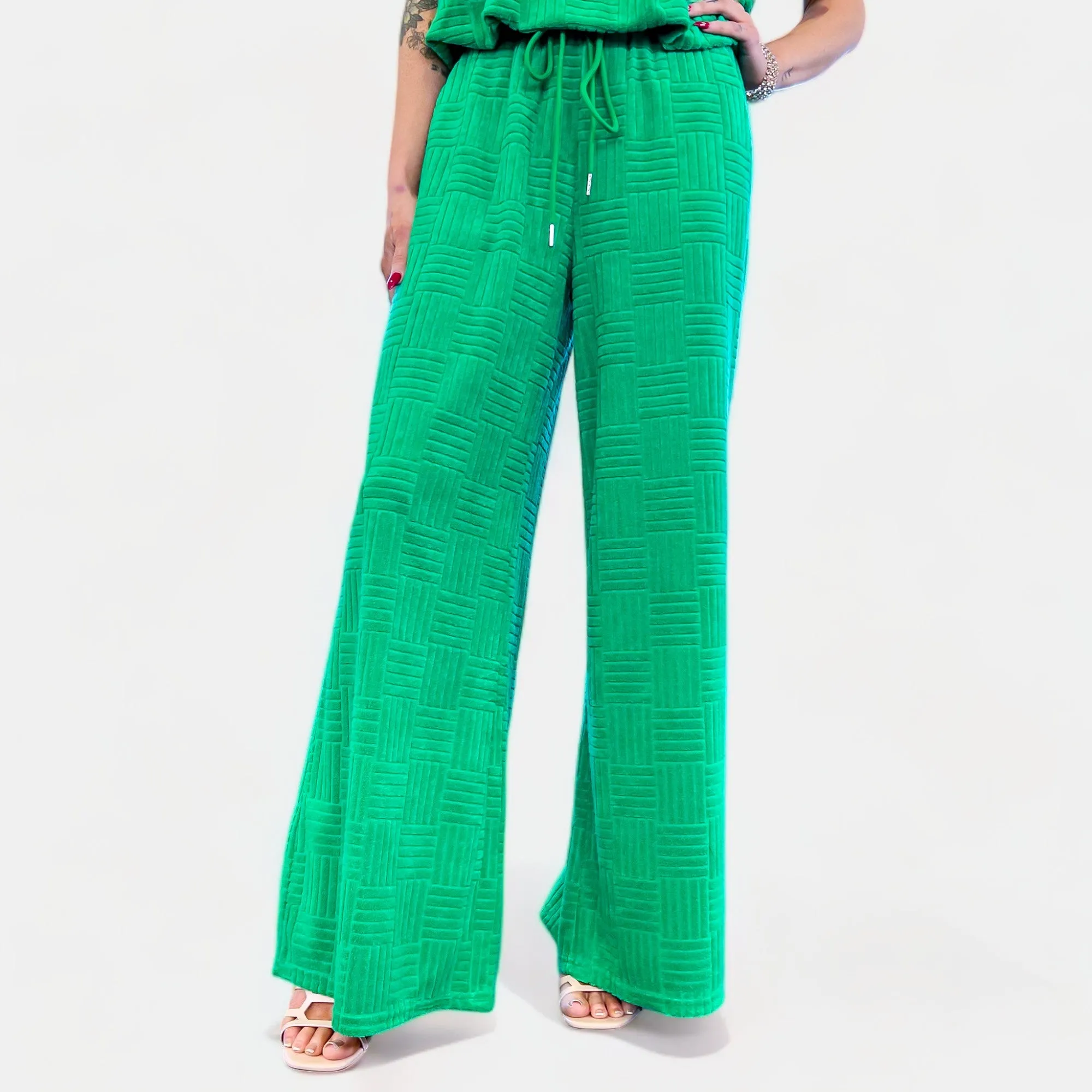 Green Velvet Top & Pants Set sold by ZZs product image thumbnail 5