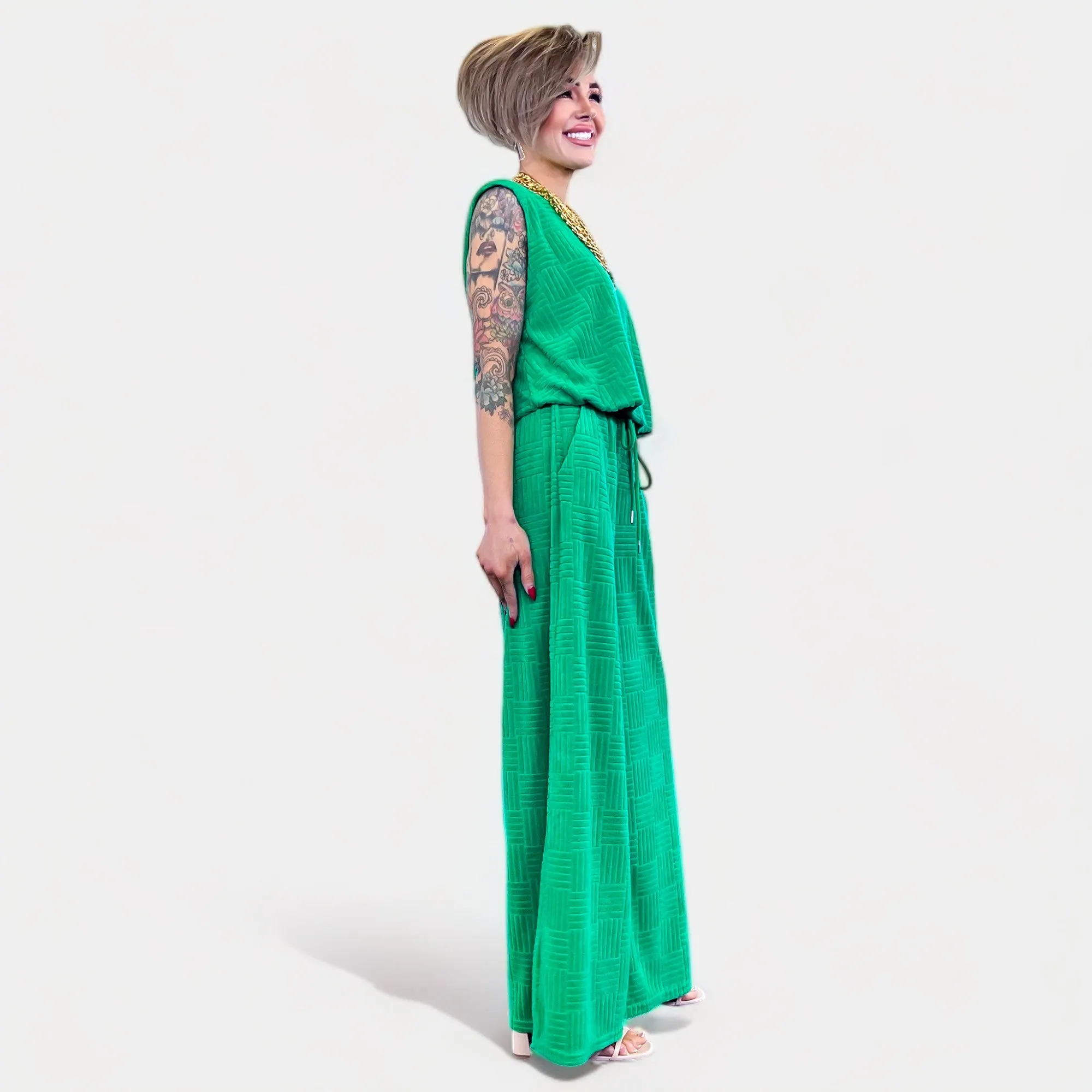 Green Velvet Top & Pants Set sold by ZZs product image thumbnail 3