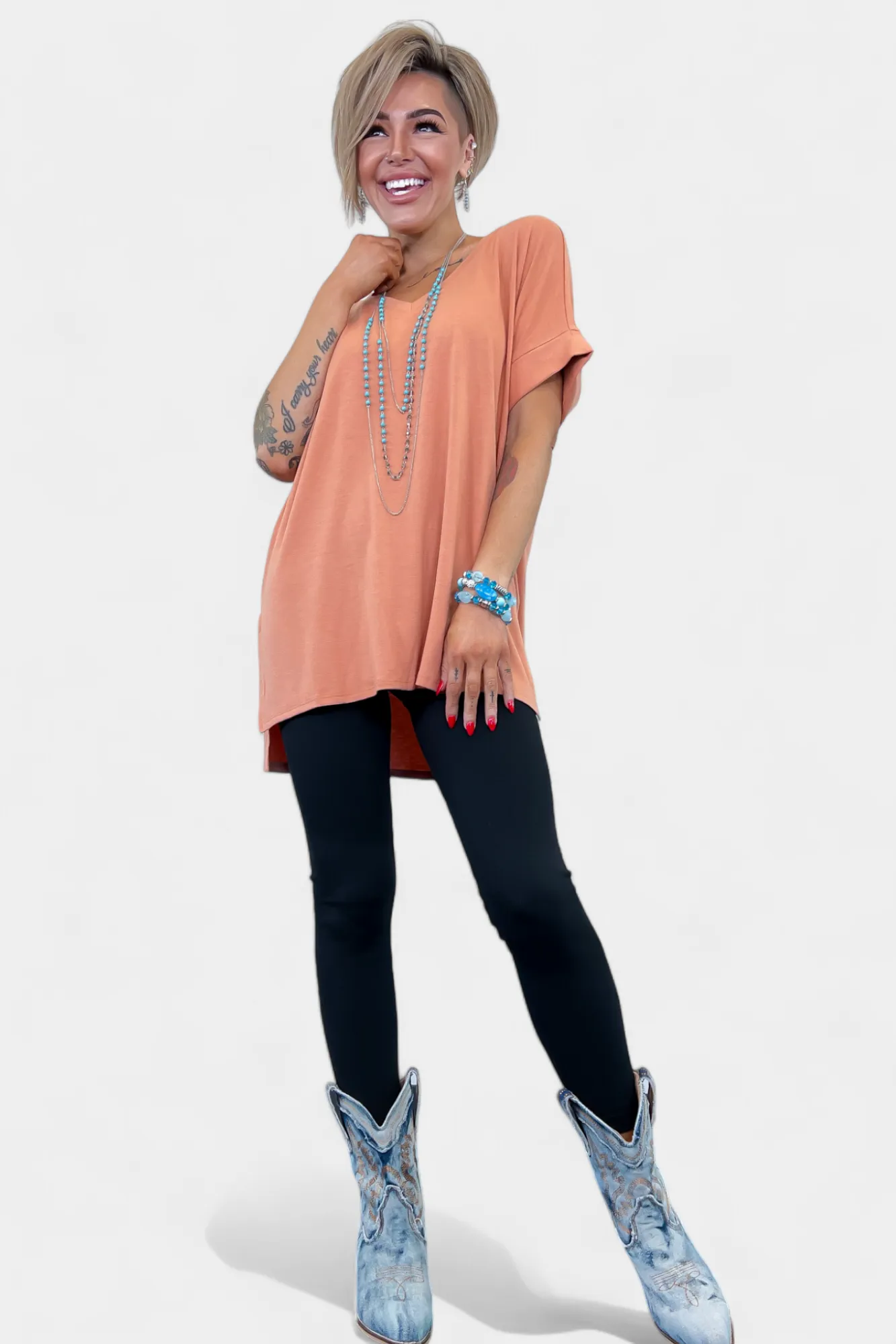 Short Sleeve High Low Top sold by ZZs