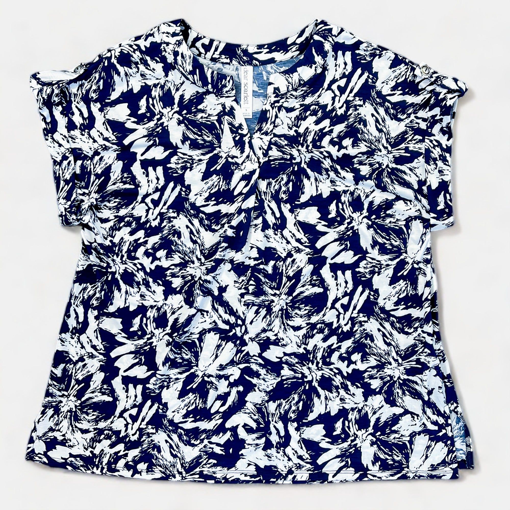 Navy Abstract Floral Lizzy Short Sleeve Top sold by ZZs product image thumbnail 3
