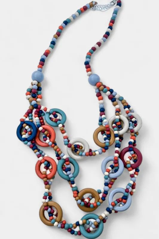 Mix Bead Wooden Layered Long Necklace sold by ZZs