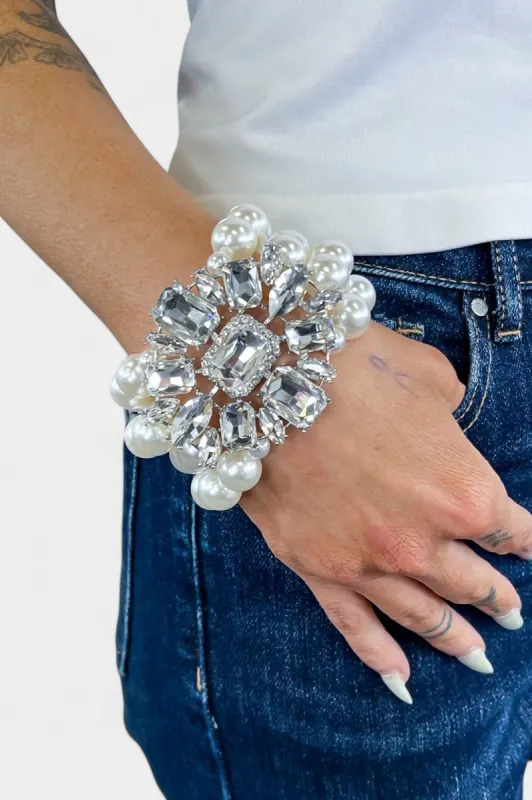 Crystal Flower Statement Stretch Bracelet sold by ZZs