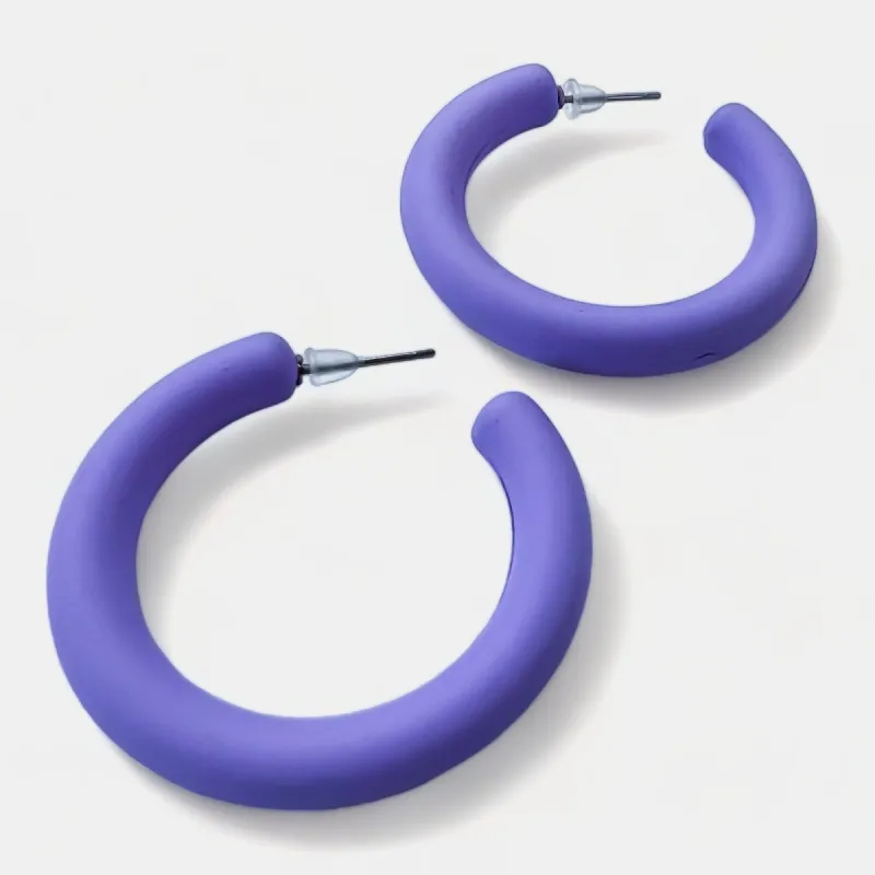 Purple Matte Hoop Earrings sold by ZZs