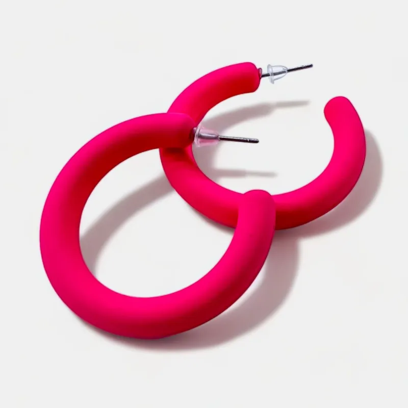 Pink Matte Hoop Earrings sold by ZZs