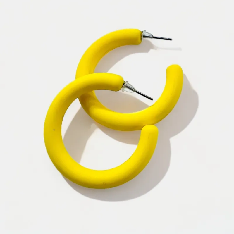 Yellow Matte Hoop Earrings sold by ZZs