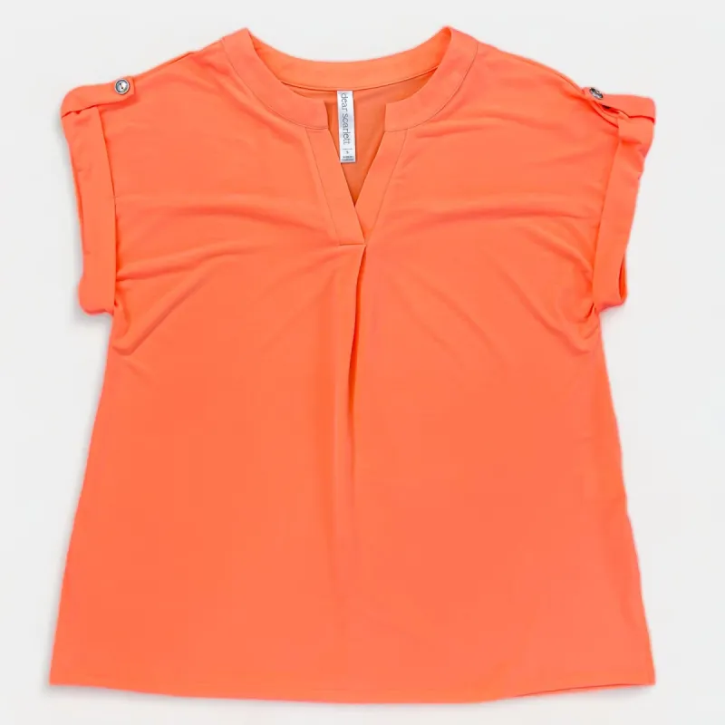 Neon Orange Lizzy Short Sleeve Top sold by ZZs