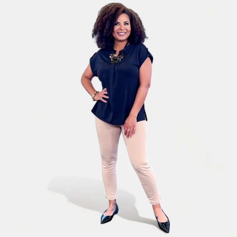 Black Lizzy Short Sleeve Top sold by ZZs