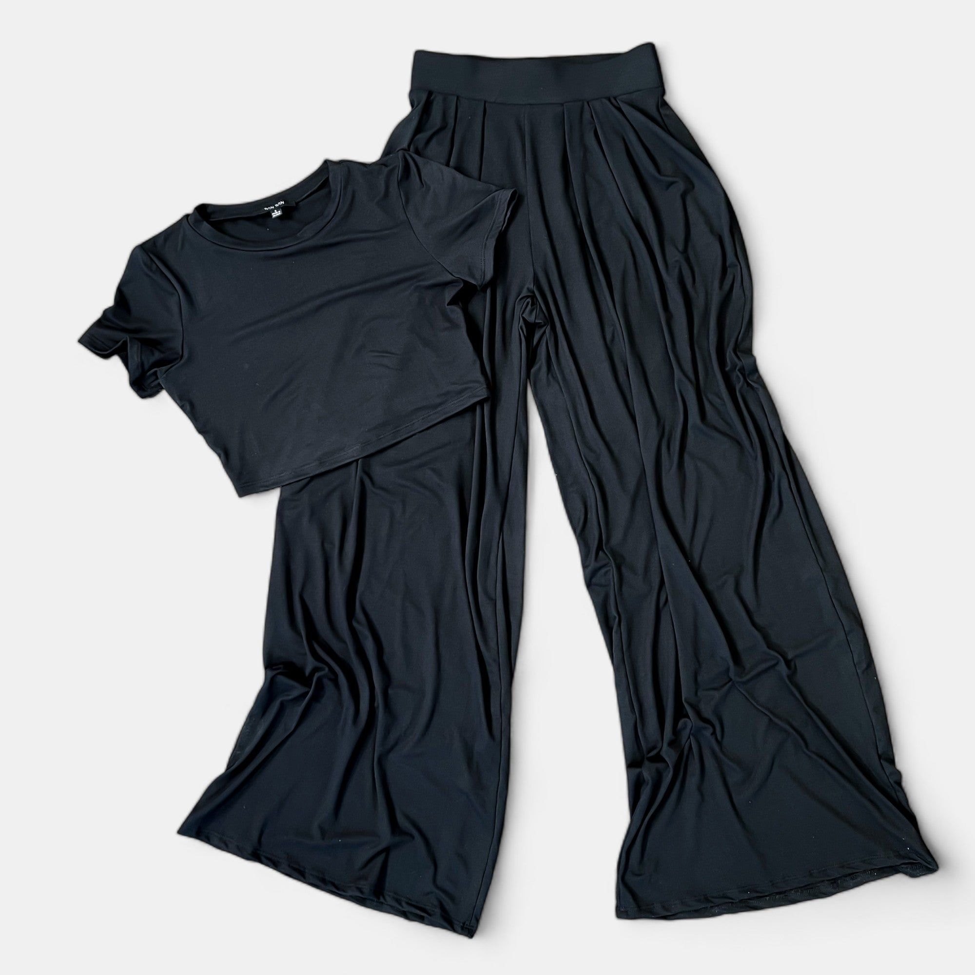 Black Crop Top & Palazzo Pant Set sold by ZZs product image thumbnail 2