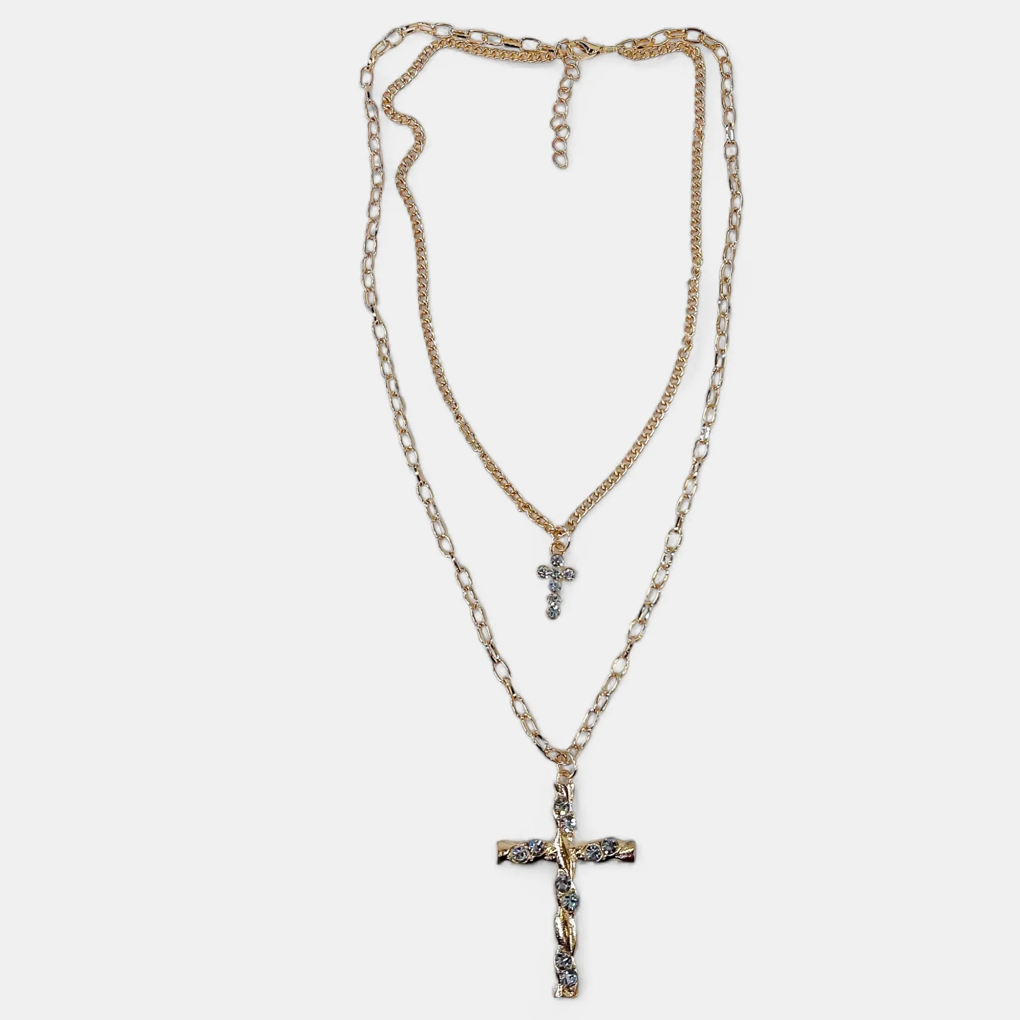 Gold Double Layered Cross Necklace sold by ZZs product image thumbnail 4