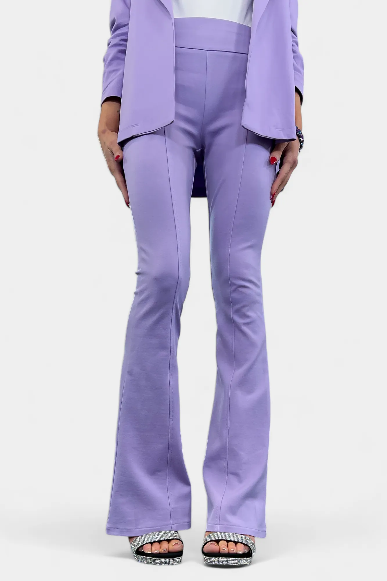 Lavender High Waisted Flare Pants sold by ZZs