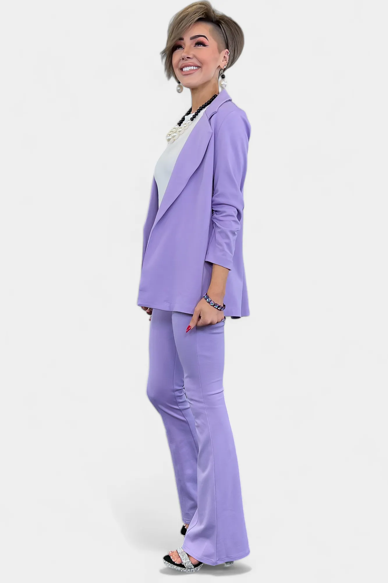 Lavender High Waisted Flare Pants sold by ZZs product image thumbnail 5