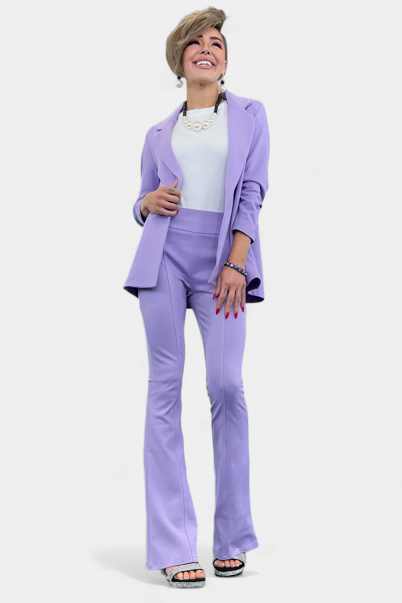 Lavender High Waisted Flare Pants sold by ZZs product image thumbnail 2
