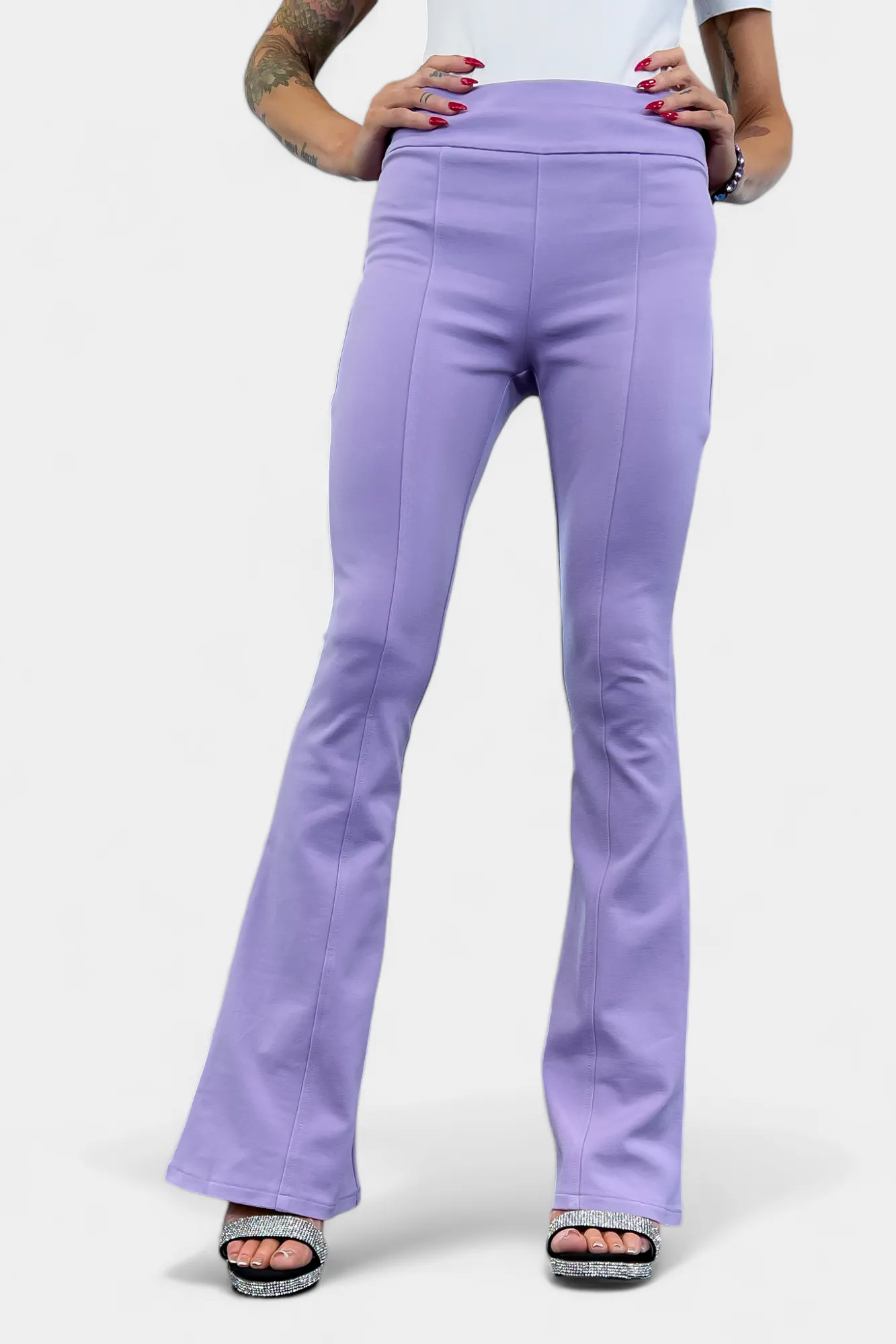 Lavender High Waisted Flare Pants sold by ZZs product image thumbnail 3