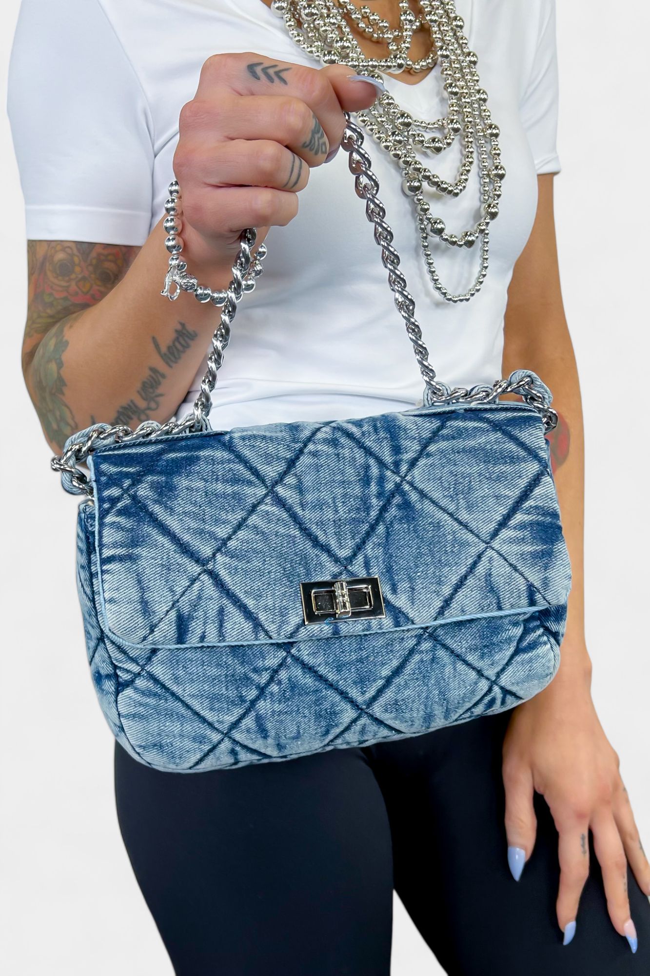 Blue Denim Chunky Chain Bag sold by ZZs product image thumbnail 5