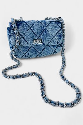 Blue Denim Chunky Chain Bag sold by ZZs