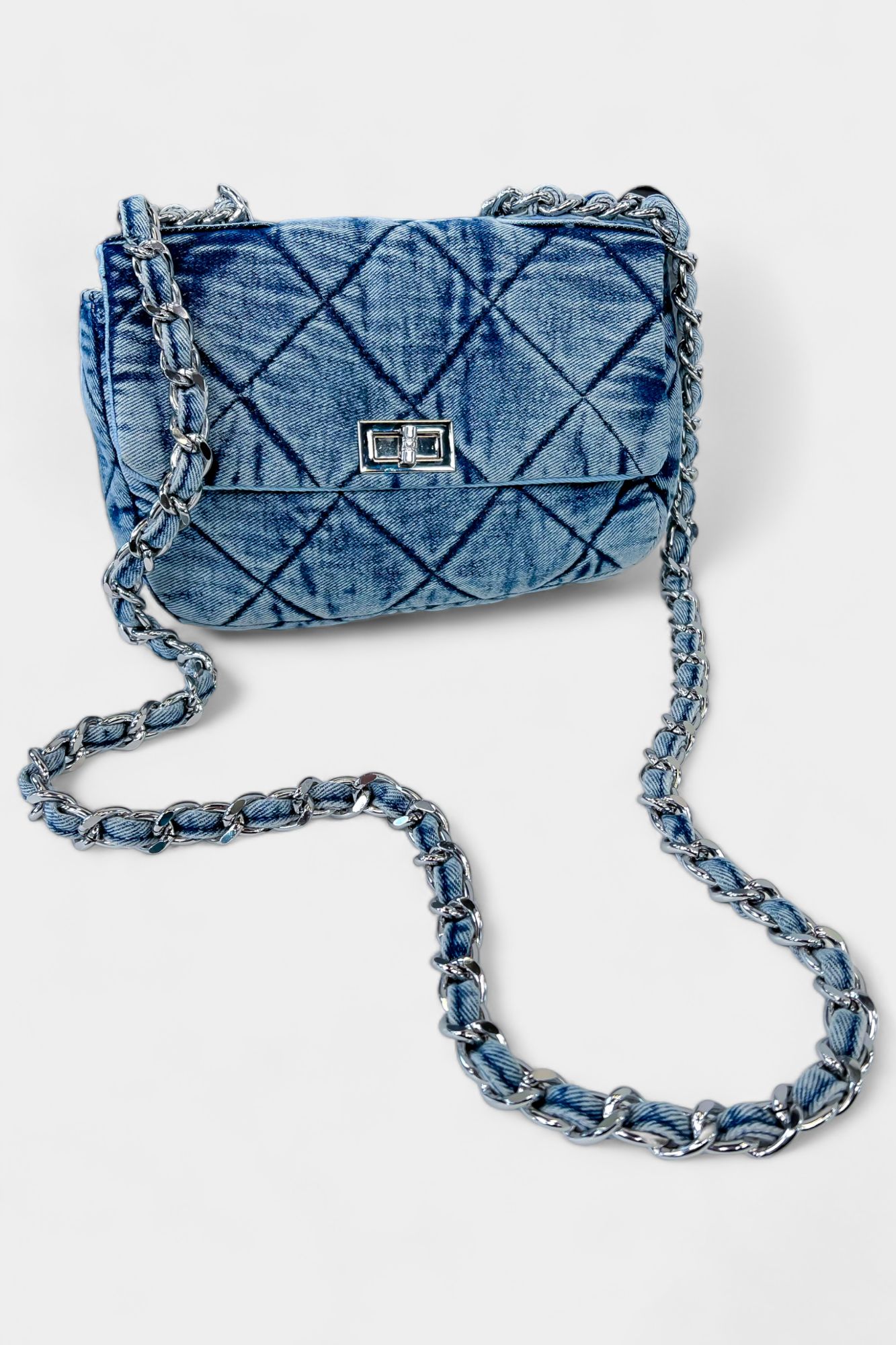 Blue Denim Chunky Chain Bag sold by ZZs