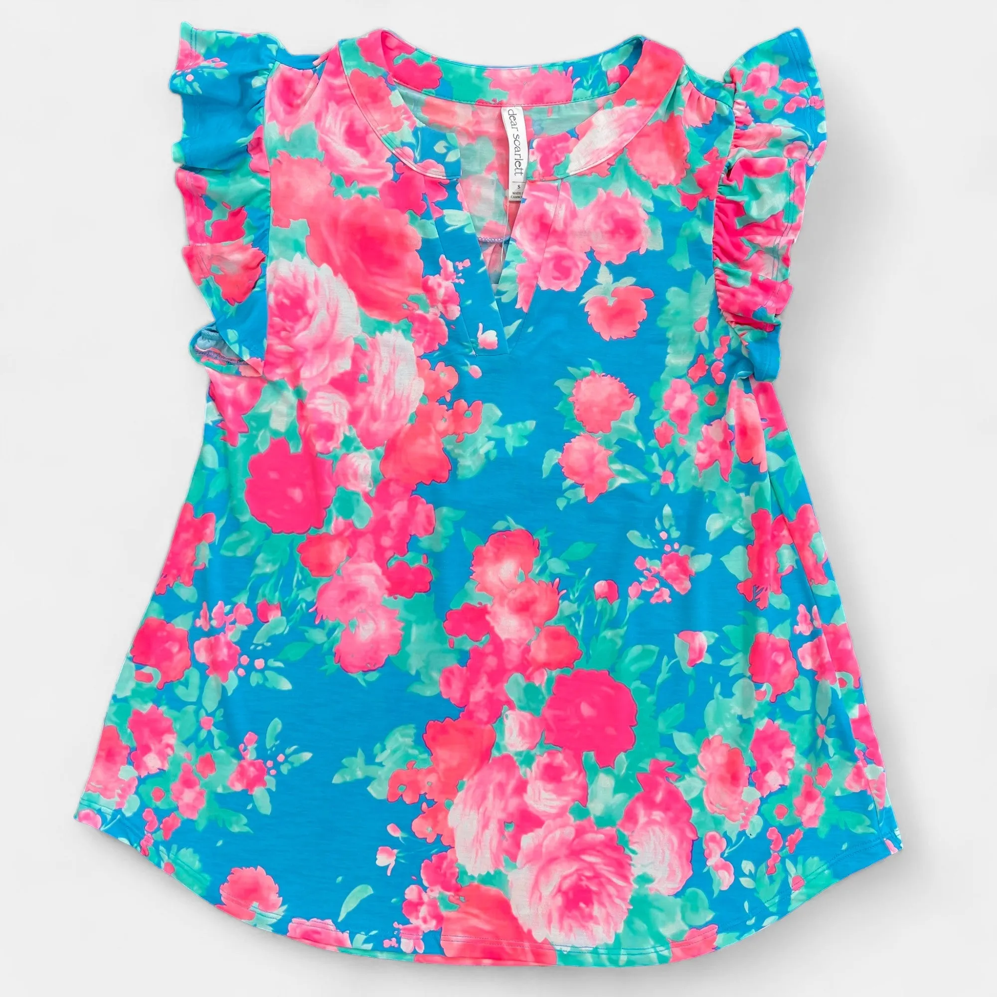 Blue Floral Lizzy Flutter Sleeve Top sold by ZZs product image thumbnail 3