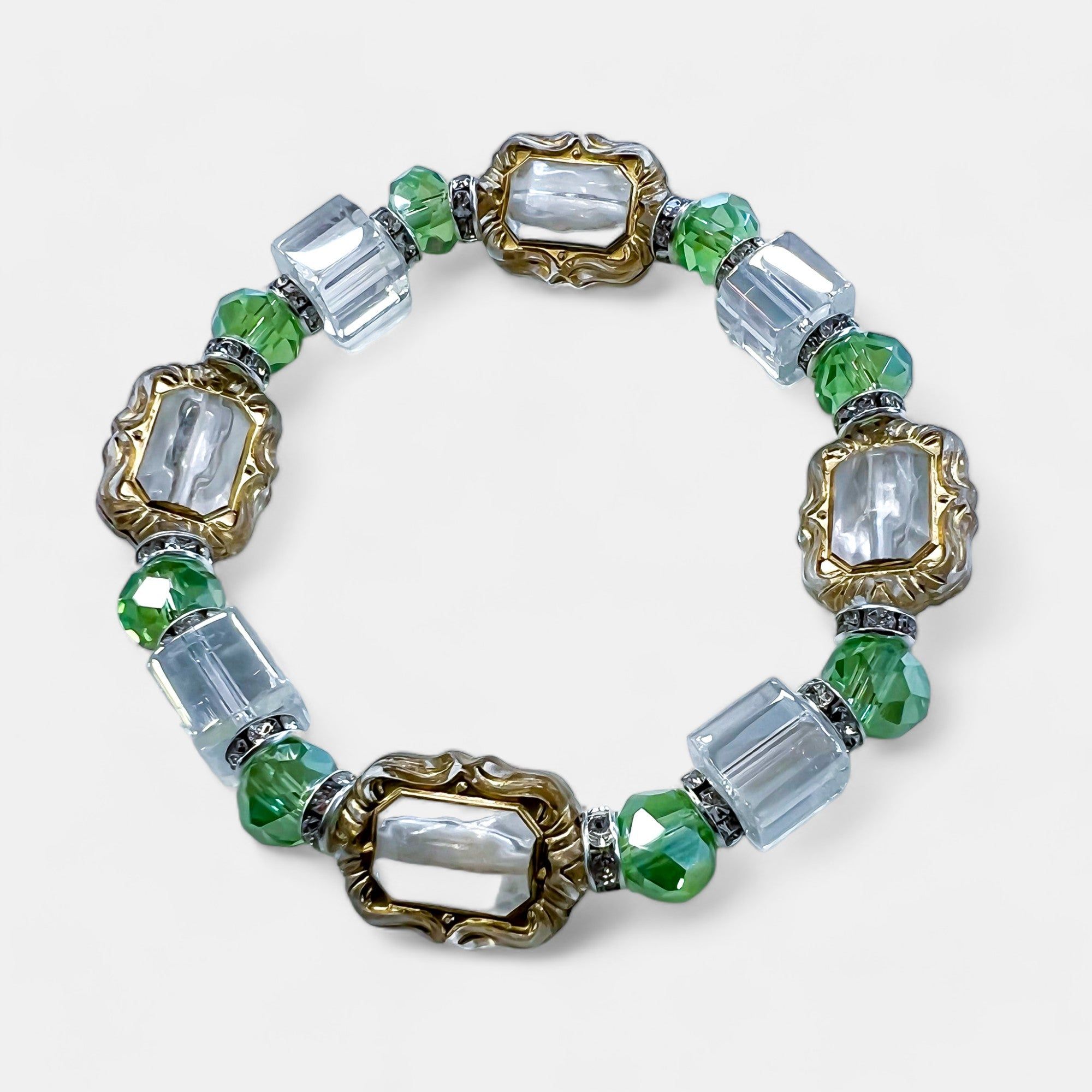 Green Glass Stone Stretch Bracelet sold by ZZs product image thumbnail 4