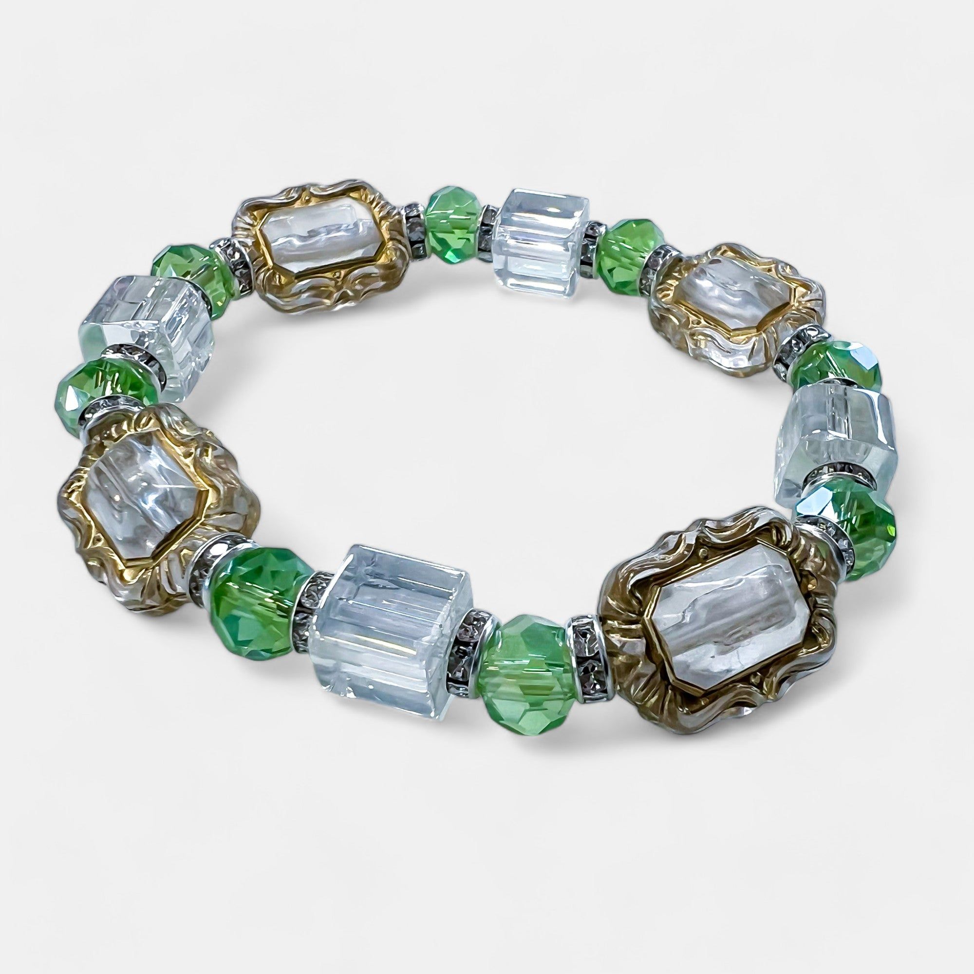 Green Glass Stone Stretch Bracelet sold by ZZs product image thumbnail 2