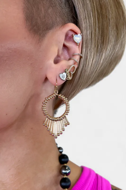 Gold Accent Bar Circle Earrings sold by ZZs