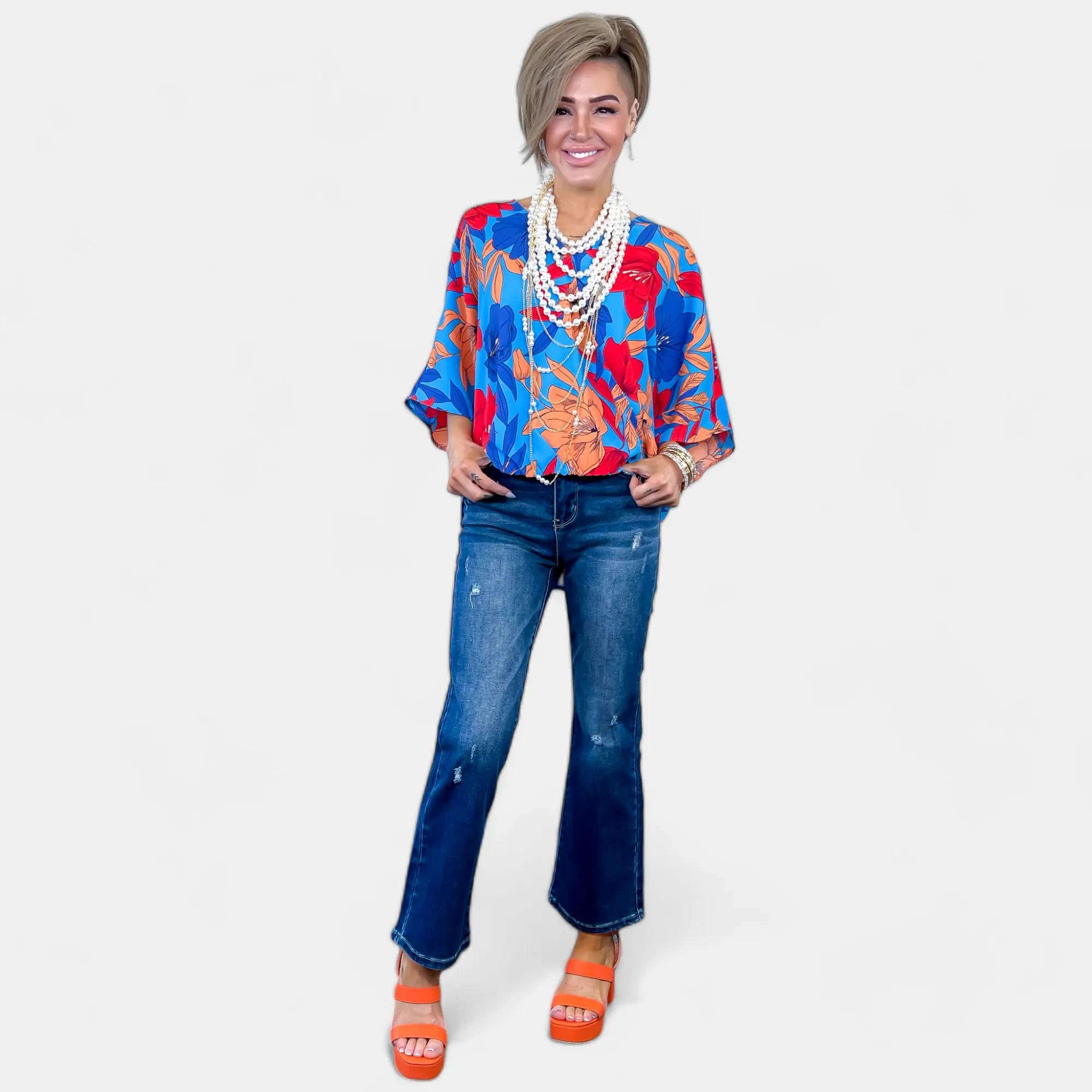 Blue Floral Woven Top sold by ZZs product image thumbnail 5