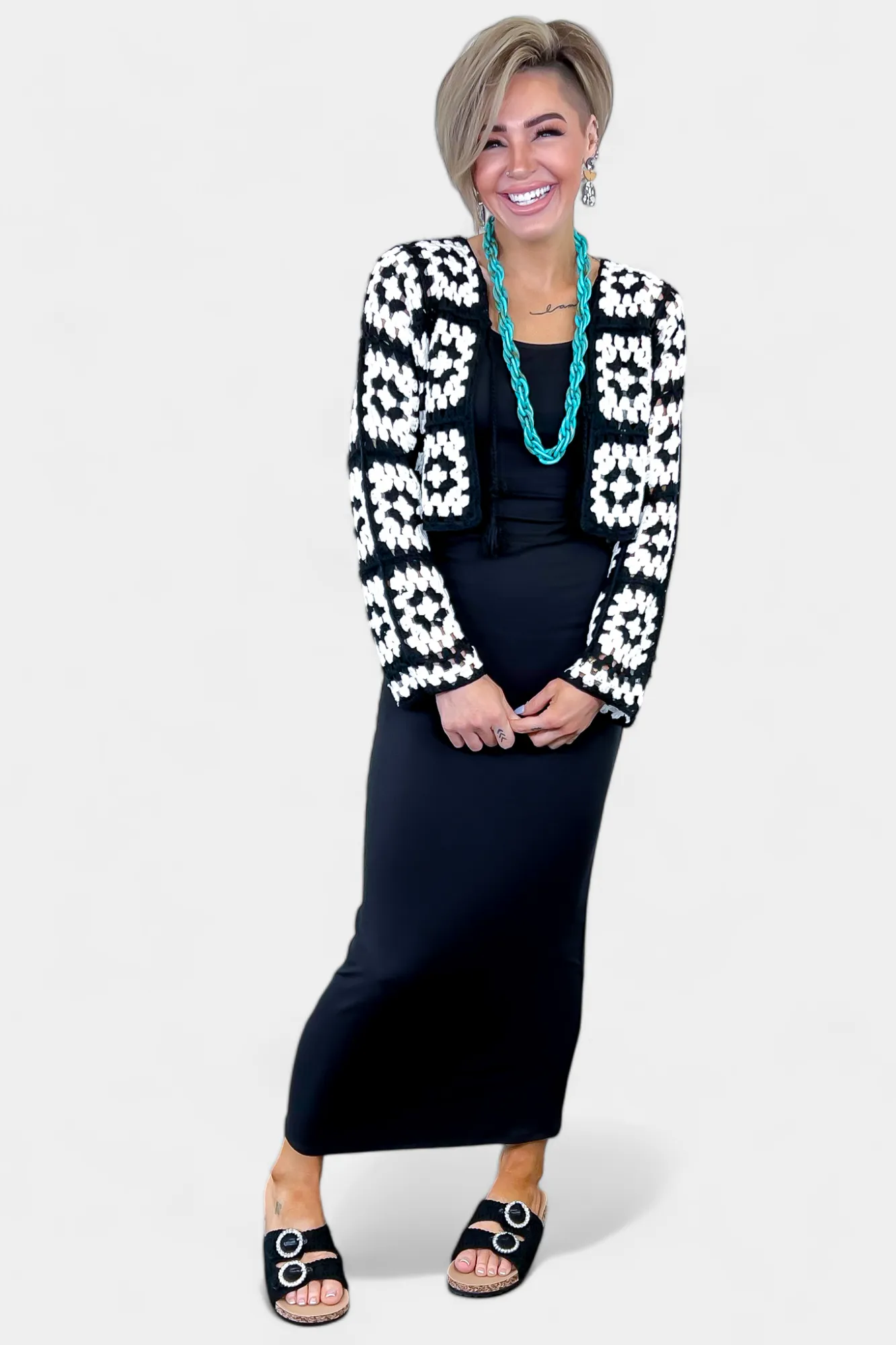 Black Crochet Cardigan sold by ZZs product image thumbnail 4
