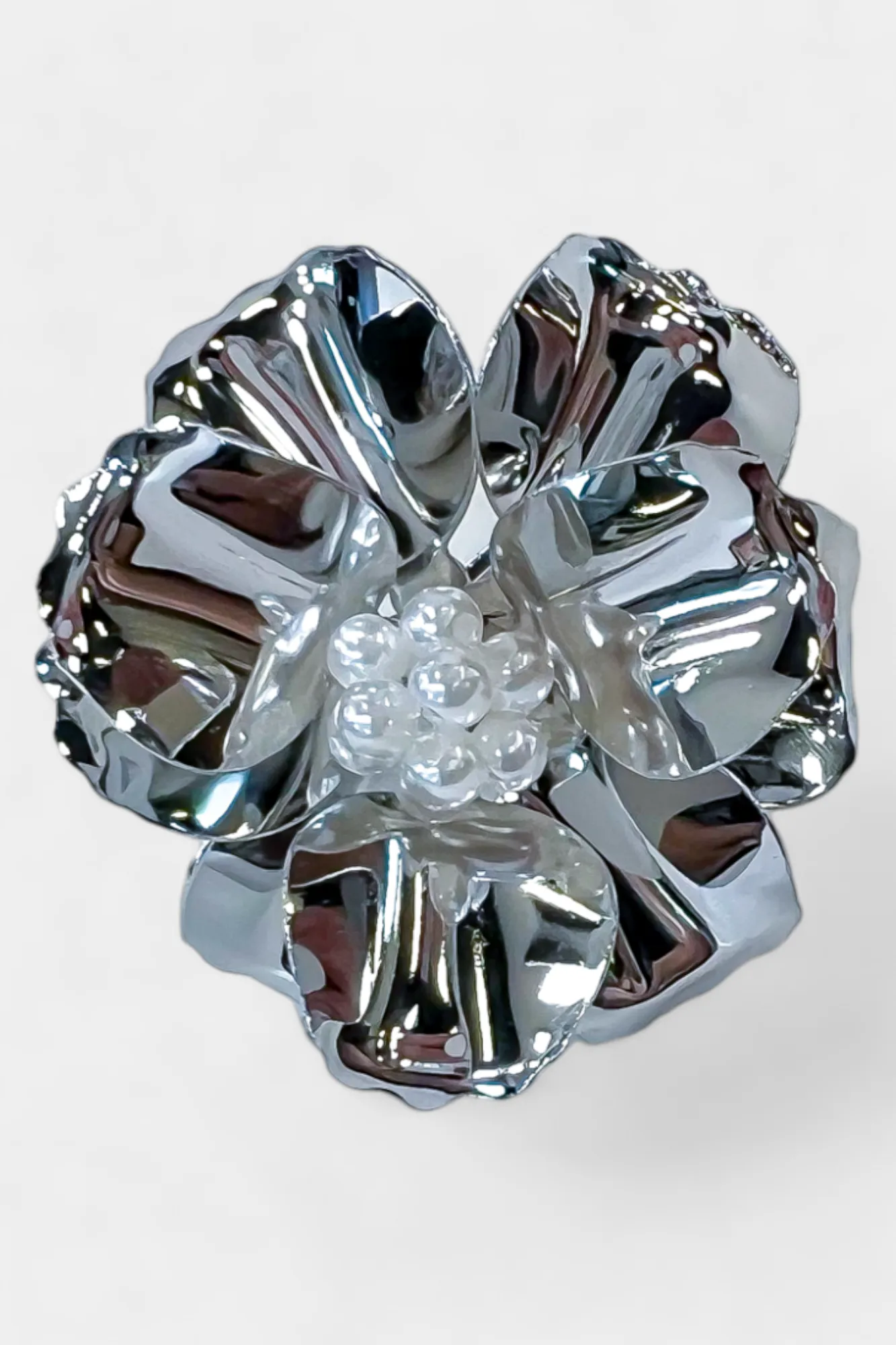 Silver & Pearl Flower Adjustable Ring sold by ZZs product image thumbnail 2