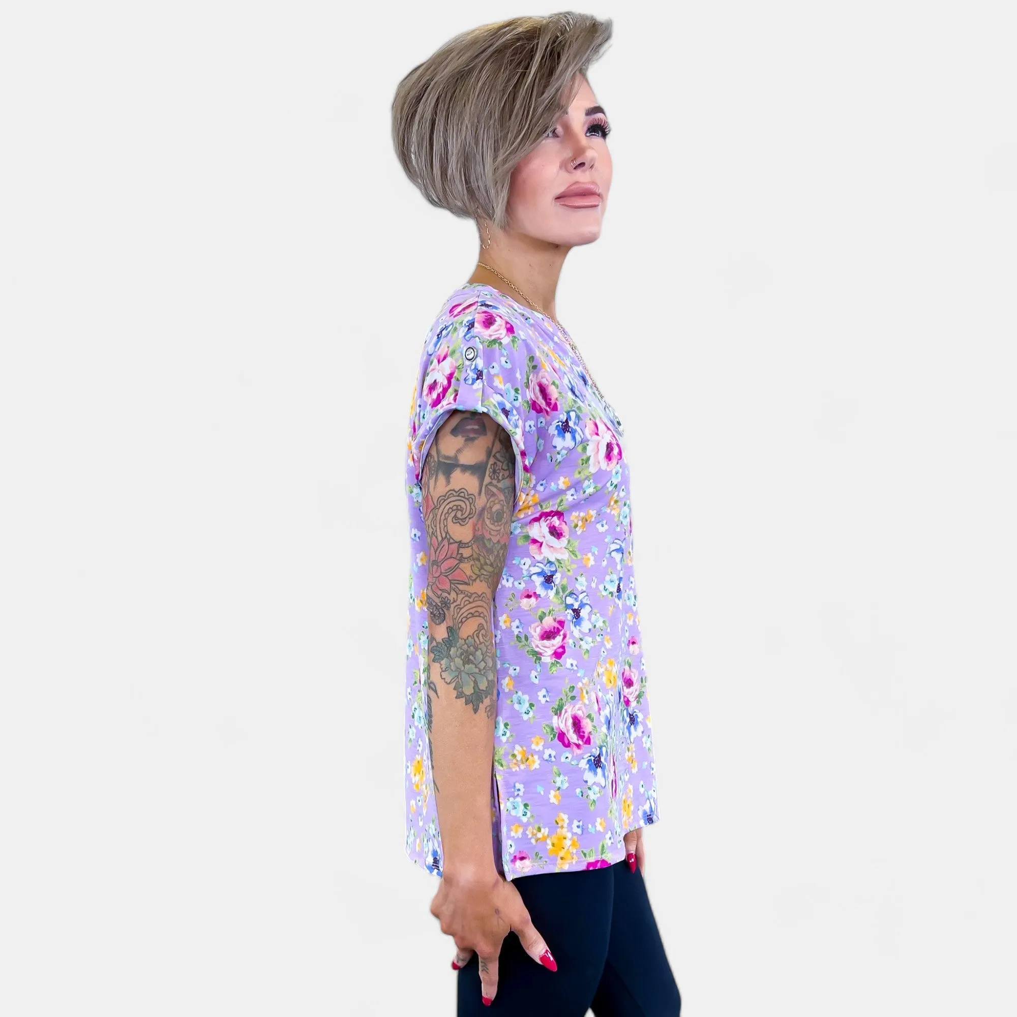Lavender Floral Lizzy Short Sleeve Top sold by ZZs product image thumbnail 4