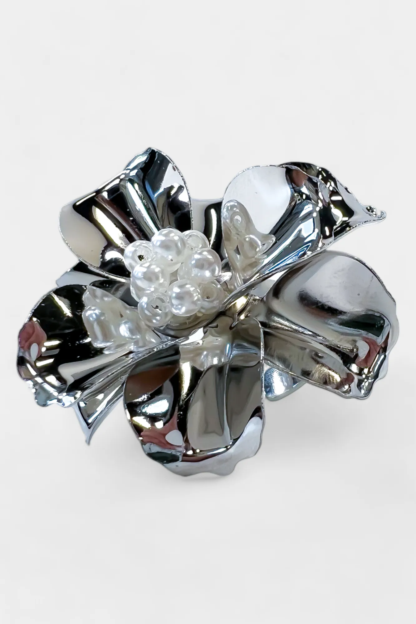 Silver & Pearl Flower Adjustable Ring sold by ZZs product image thumbnail 3