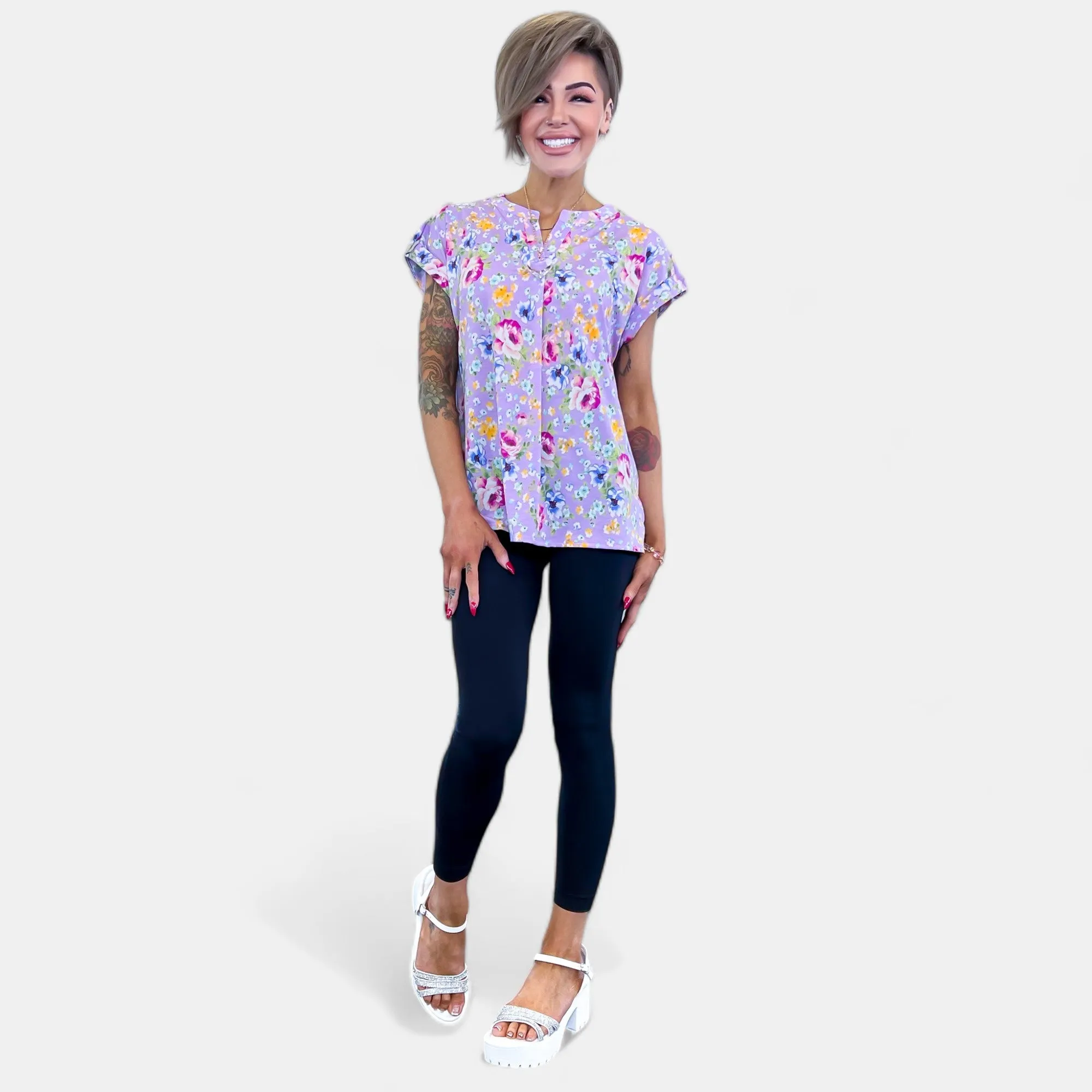 Lavender Floral Lizzy Short Sleeve Top sold by ZZs product image thumbnail 3